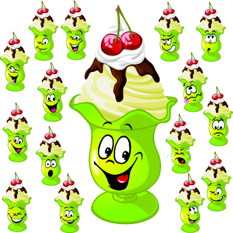 Funny Cartoon food expression vector 03 - Vector Cartoon free download