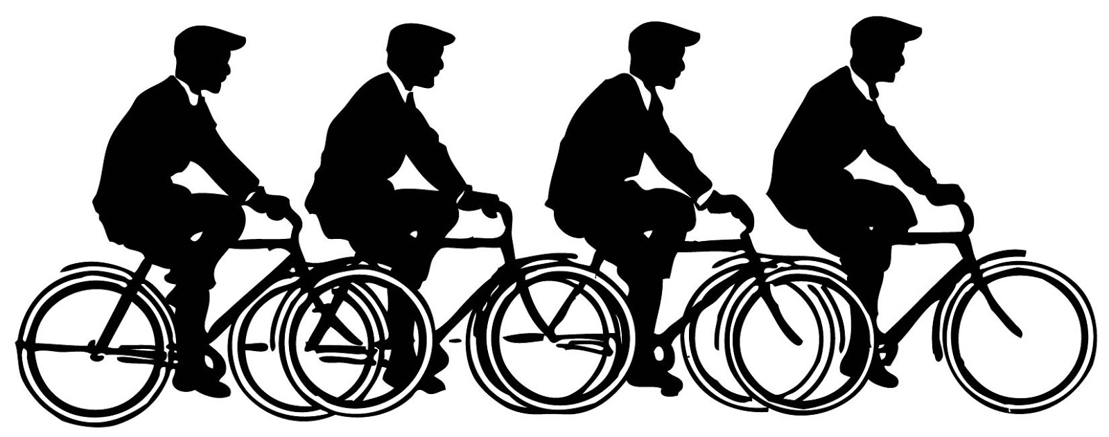Vector Images - Vintage Men on Bicycles - Silhouette - The 