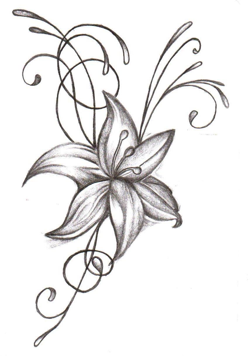 Images For  Hawaiian Flowers Tattoos Black And White