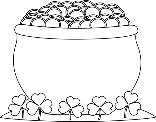 Gallery For  Rainbow With Pot Of Gold Clipart Black And White