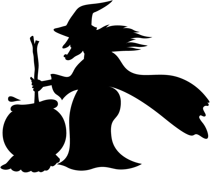 Witch with Cauldron and Broom Wall Stickers Monsters Wall Art 