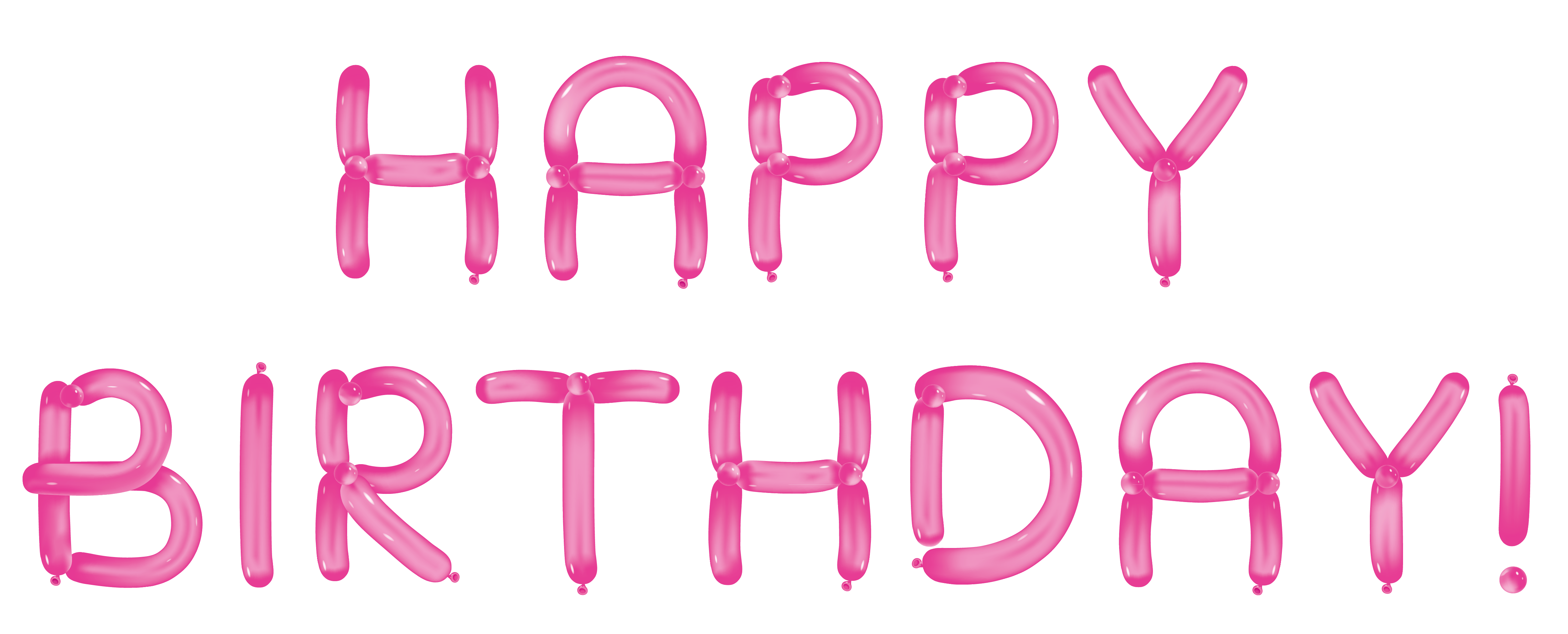 Happy Birthday with Pink Balloons Transparent Clipart