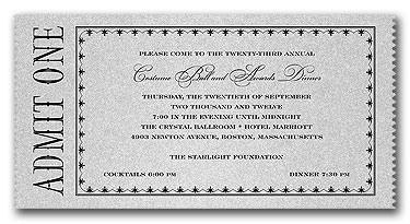 Admit One Ticket - Corporate Invitations by Invitation Consultants 