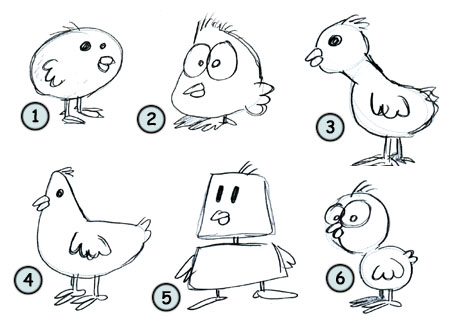 Drawing a cartoon chicken