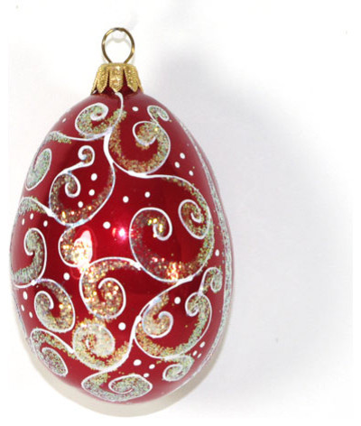 Egg Holiday Hand Blown Glass Christmas Tree Ornament 