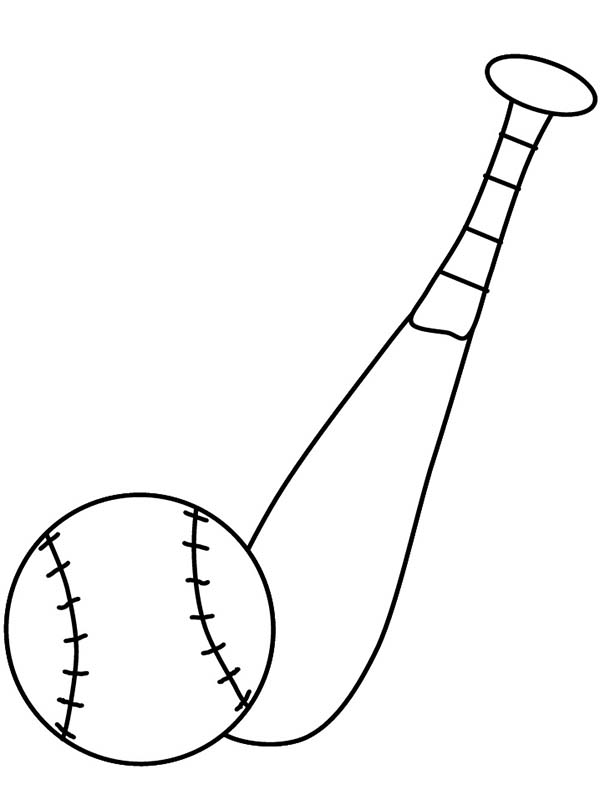 Baseball Bat and a Ball Coloring Page - Download  Print Online 