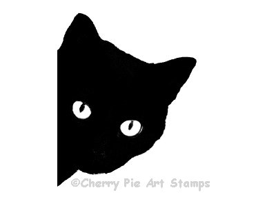 BLACK CAT rubber stamp silhouette cat face by cherrypieartstamps