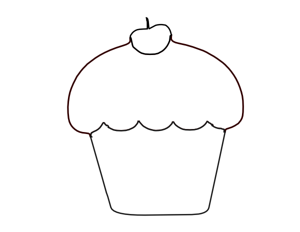 Cup Cake Outline clip art - vector clip art online, royalty free 