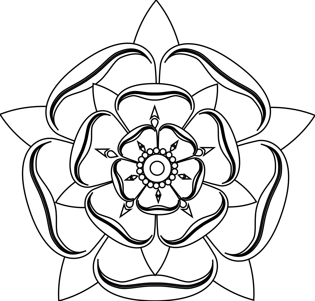 Tudor Rose Black White Line Art Tattoo Tatoo Flower xochi.info 