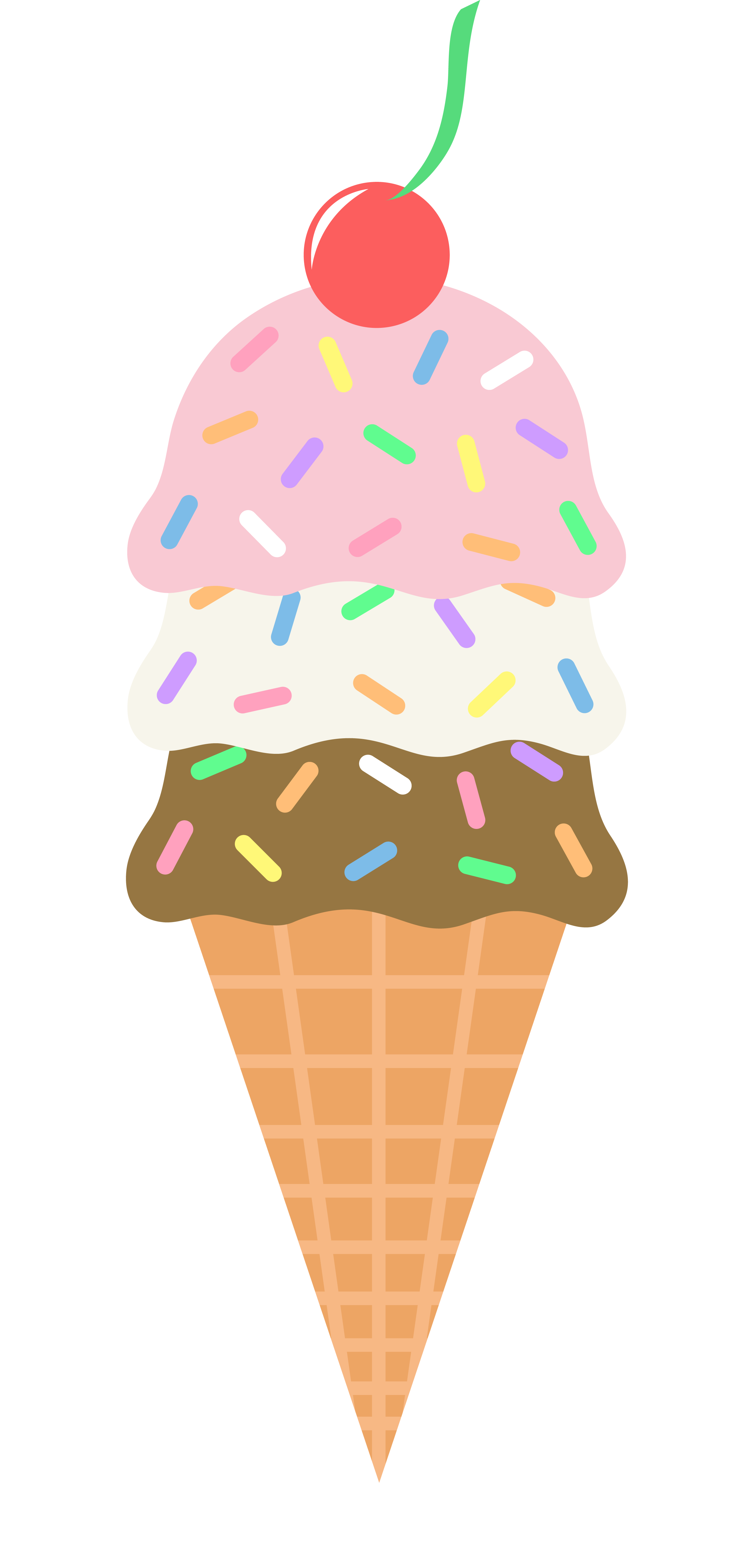 Neapolitan Ice Cream Cone With Sprinkles - Free Clip Art