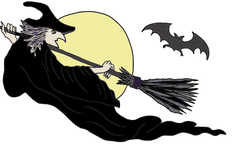 Cartoon Witch Clipart on broom, Echo's Free Halloween Clipart of 