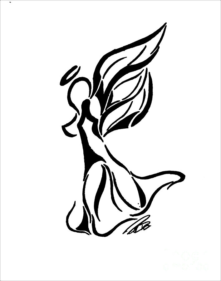 Free Angel Line Drawing, Download Free Angel Line Drawing png images