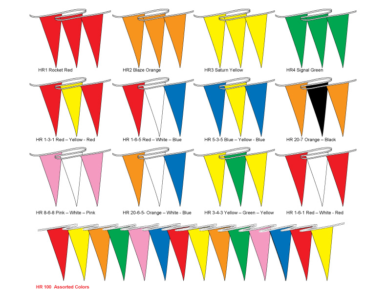 Pennant Streamers and Flags. Triangular poly pennants flags or 