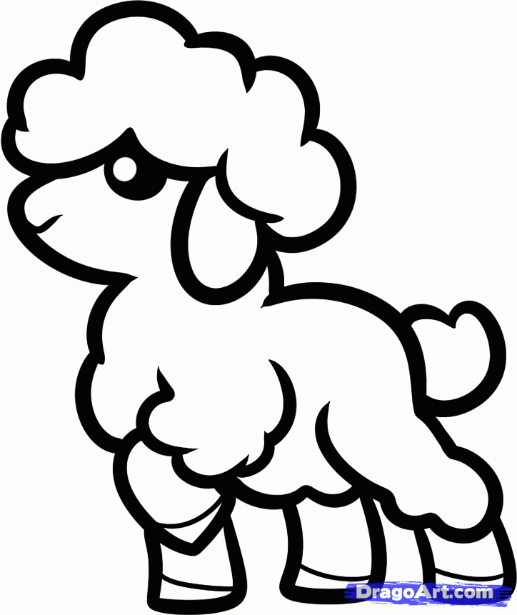 How to Draw a Lamb for Kids, Step by Step, Animals For Kids, For 