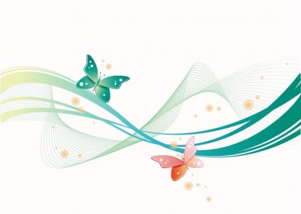Abstract Wave with Butterfly Background Vector abstract - Free 