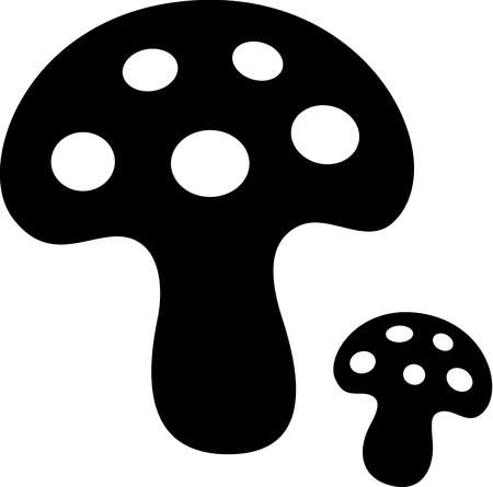 Stock Illustration - Cartoon drawing of a pair of spotted mushrooms