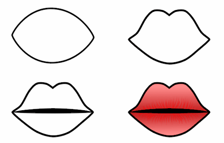 Drawing cartoon lips