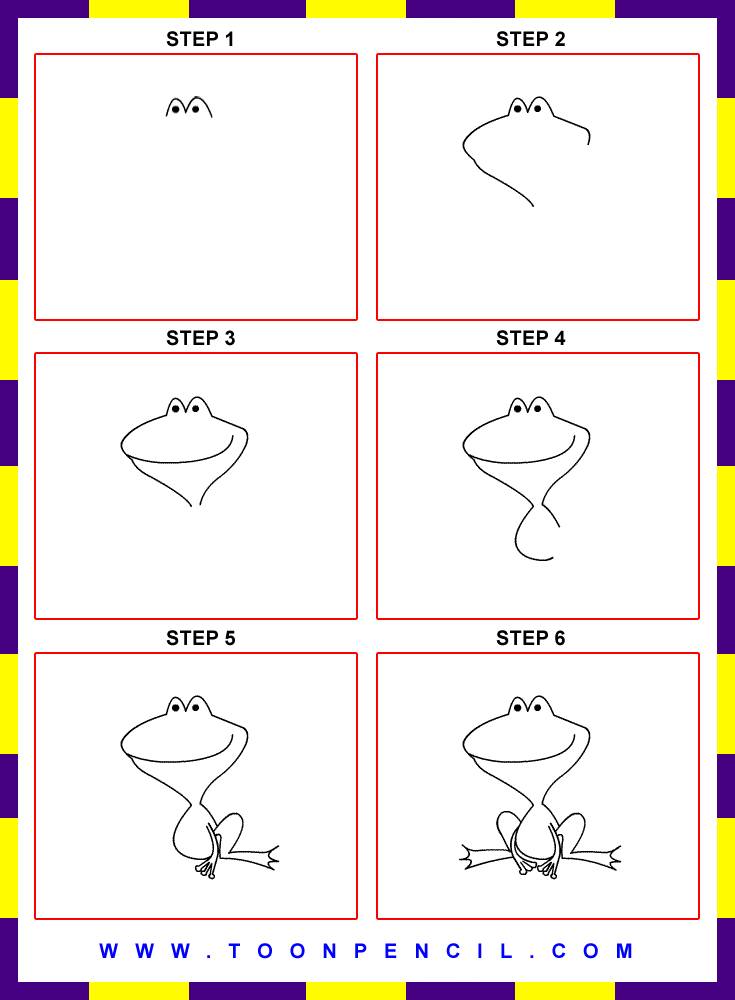 164-Learn How to draw a Cartoon Frog Simple step by step, Cartoon 