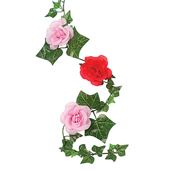 Ivy Vine Garland With Roses, Ivy Vine with red and pink Roses Garlands