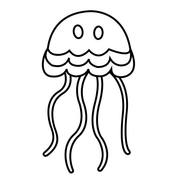 simple cartoon jellyfish coloring page - Download  Print Online 