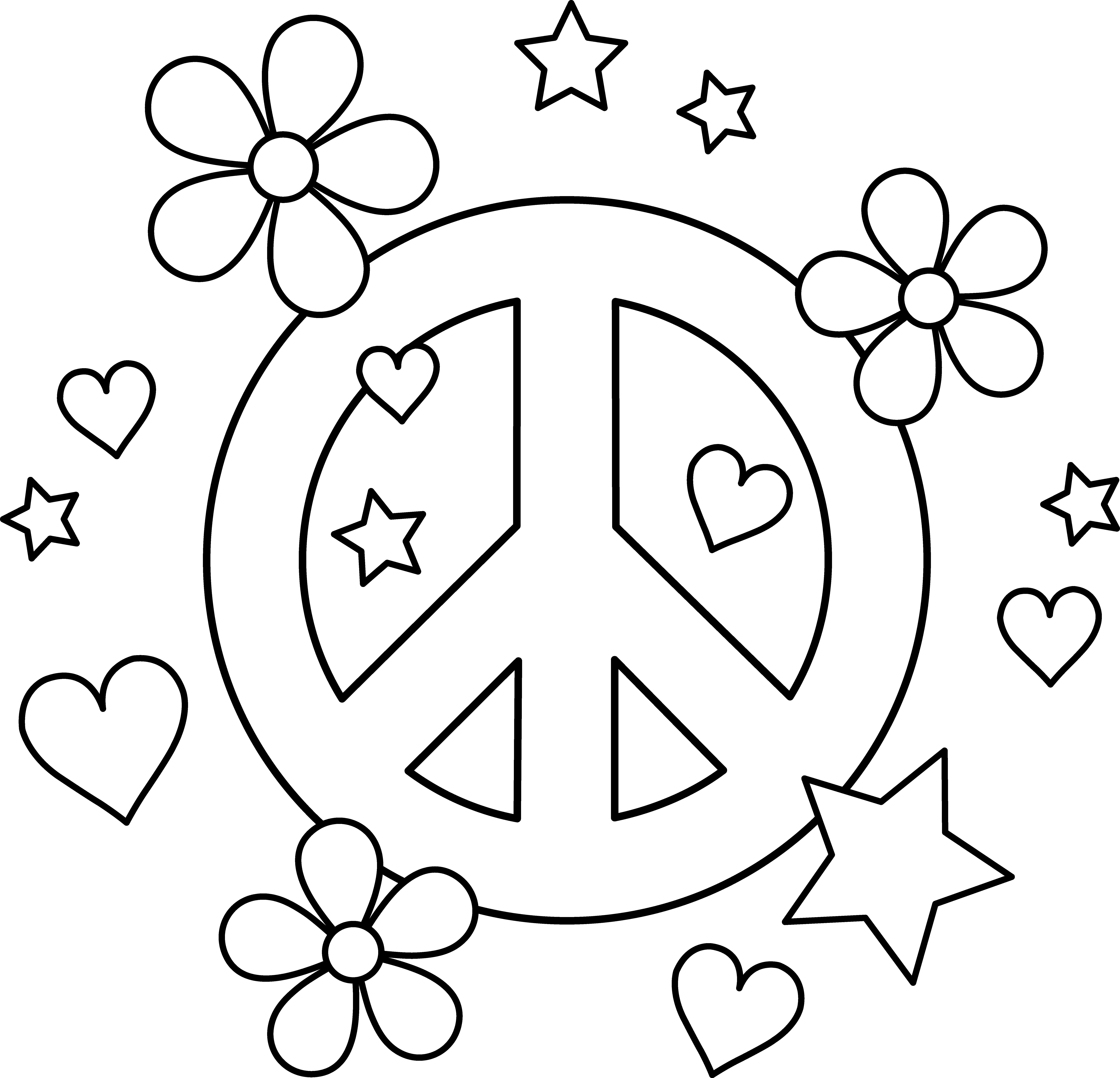 Colorable Peace Sign Design - Free Clip Art