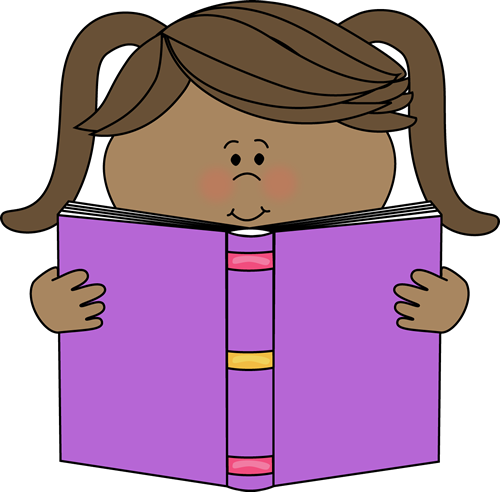 Little Girl Reading a Book Clip Art - Little Girl Reading a Book Image