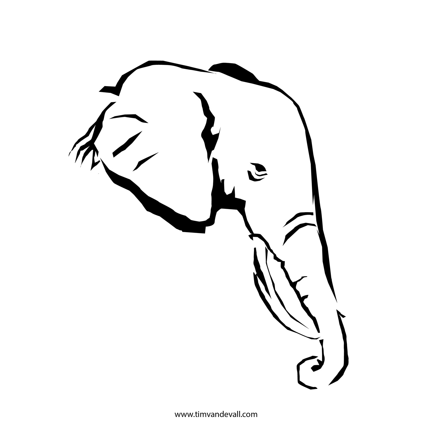 Free Elephant Stencil | Printable Elephant Outline Illustration