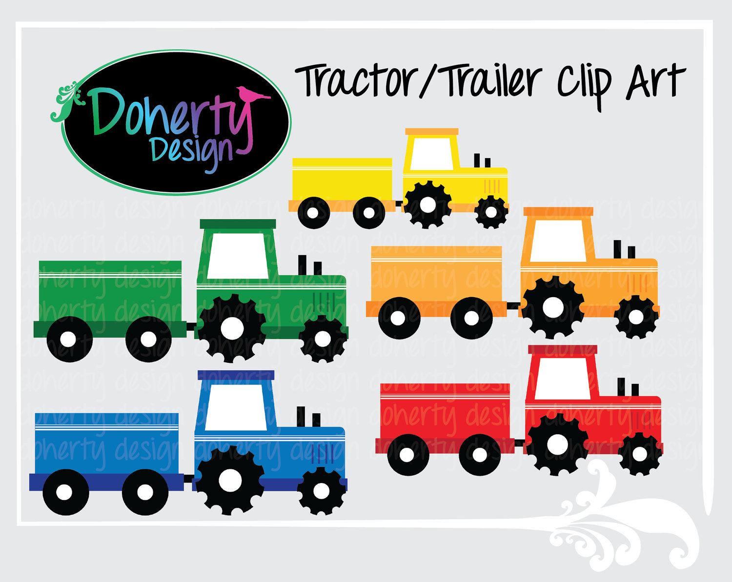 Tractor/Trailer Clip Art by DohertyDesign 