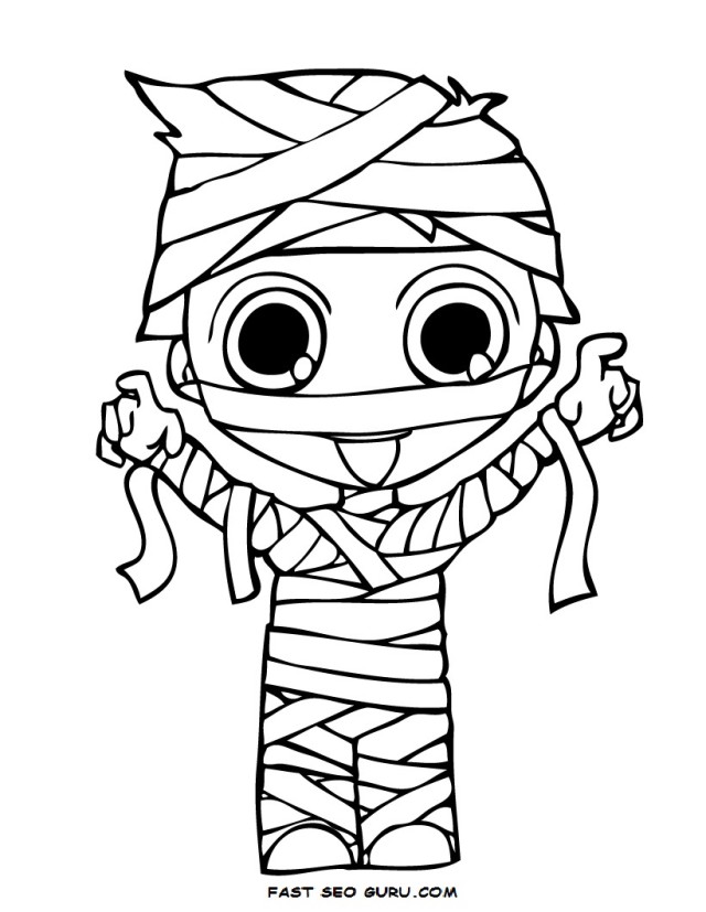 Halloween Kids Mummy Coloring Page Printable Pages | Laptopezine.