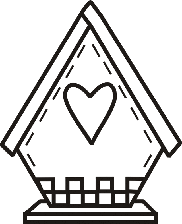 Birdhouse with Heart Coloring Page | Greatest Coloring Book