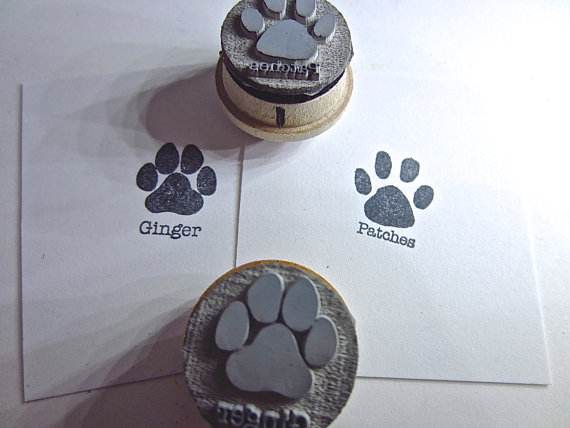 Personalized Dog Paw Cat Paw Print Silhouette by etchythings