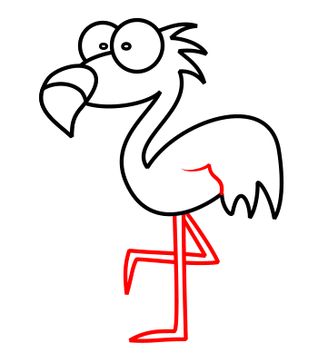 Drawing a cartoon flamingo