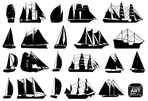 Free Sailboat Silhouettes Vector Art | Free Vector Graphics 