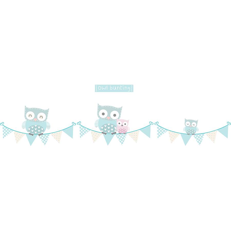 owl bunting fabric wall stickers by littleprints 