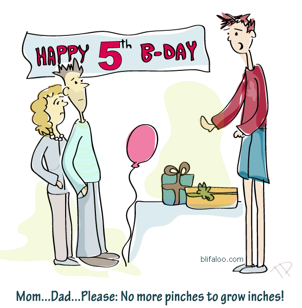Birthday Cartoon / A Pinch to Grow an Inch - Cartoons and Humor 