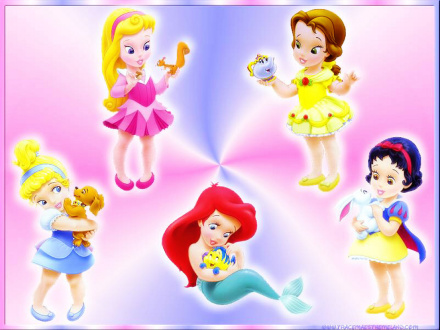 Disney Baby Princess Cartoon Wallpaper (1024x768) - Pale pink iPad 
