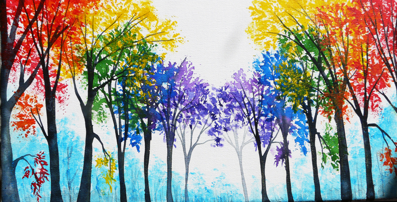 Ann Marie Bone Original Art - Rainbow Trees