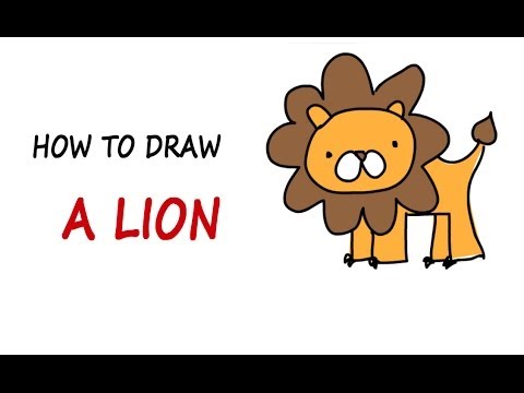 Drawing lessons for kids: How to draw a LION - STEP BY STEP - YouTube