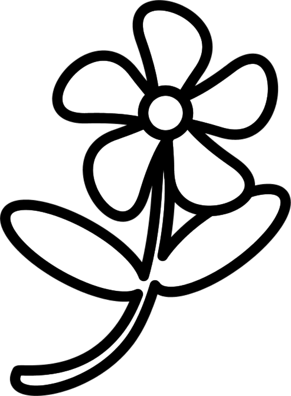 black and white 3 flowers outline