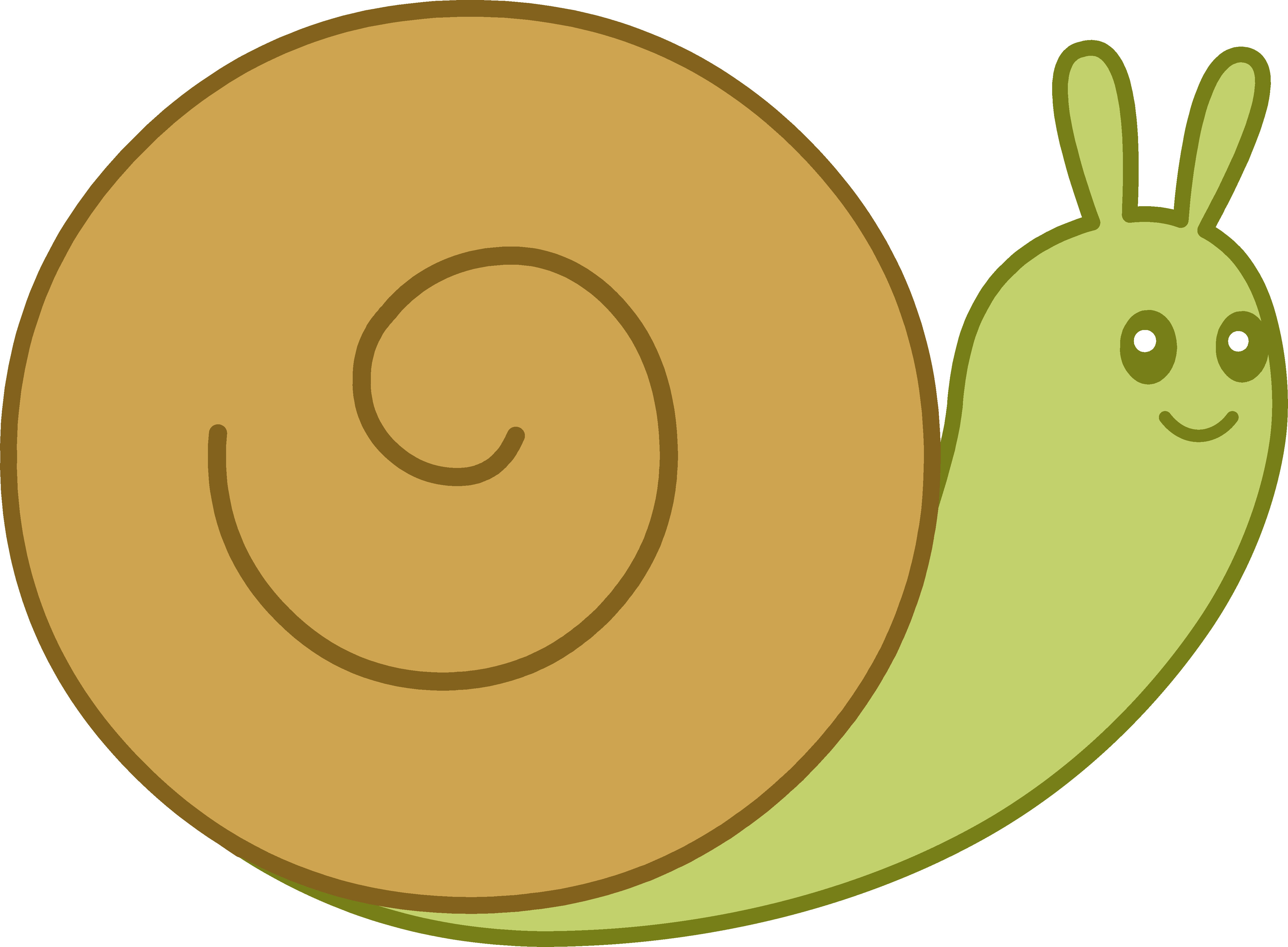 Cute Brown and Green Snail - Free Clip Art