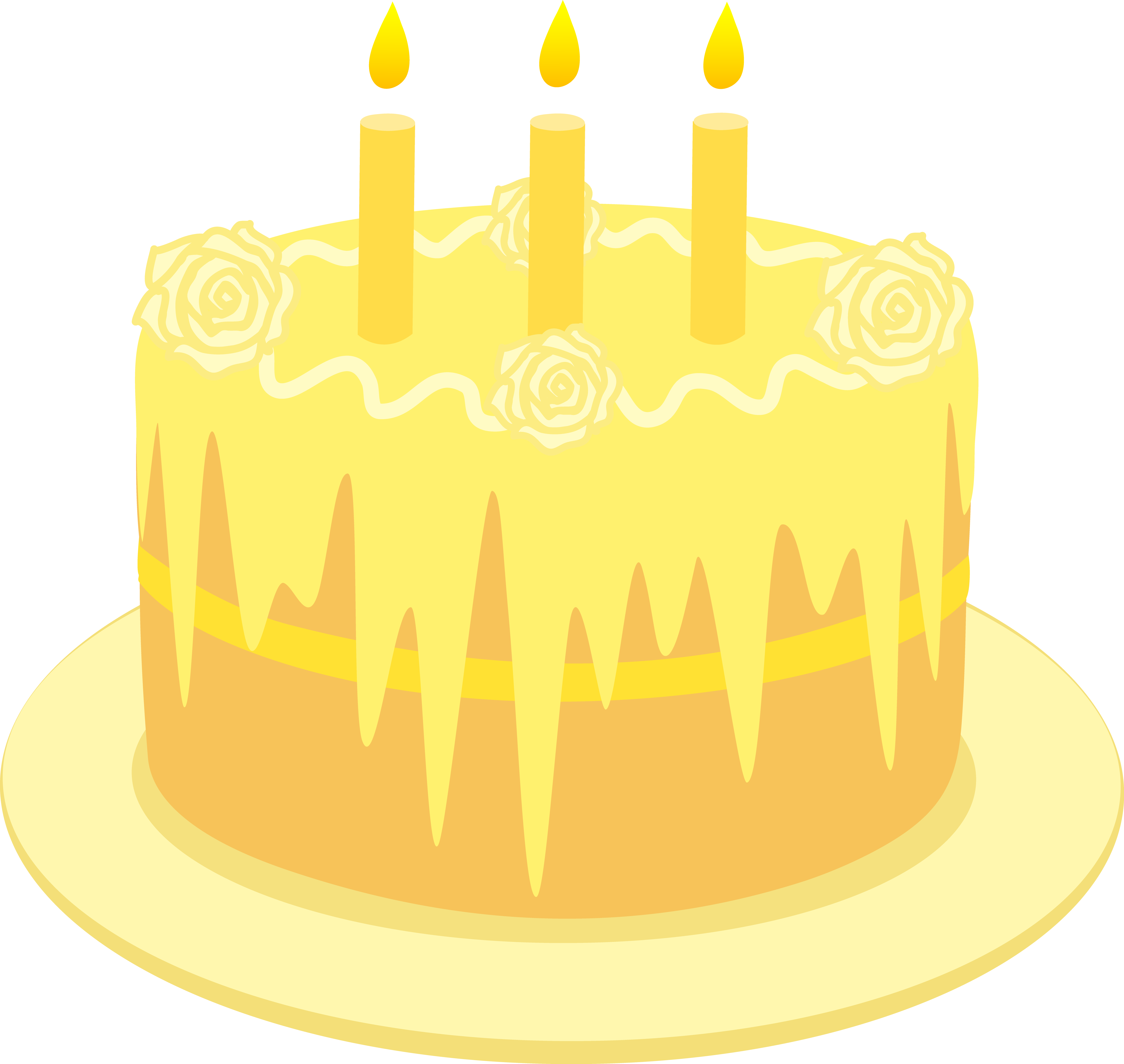 Lemon Birthday Cake With Candles - Free Clip Art