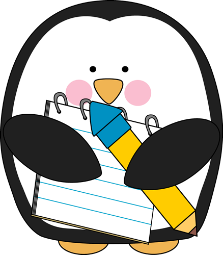 Penguin with a Notepad and Pencil Clip Art - Penguin with a 