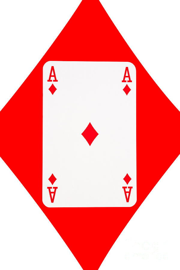 Playing Cards Ace Of Diamonds On White Background by Natalie 