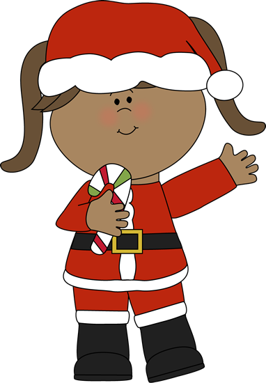 Girl Santa with a Candy Cane Clip Art - Girl Santa with a Candy 
