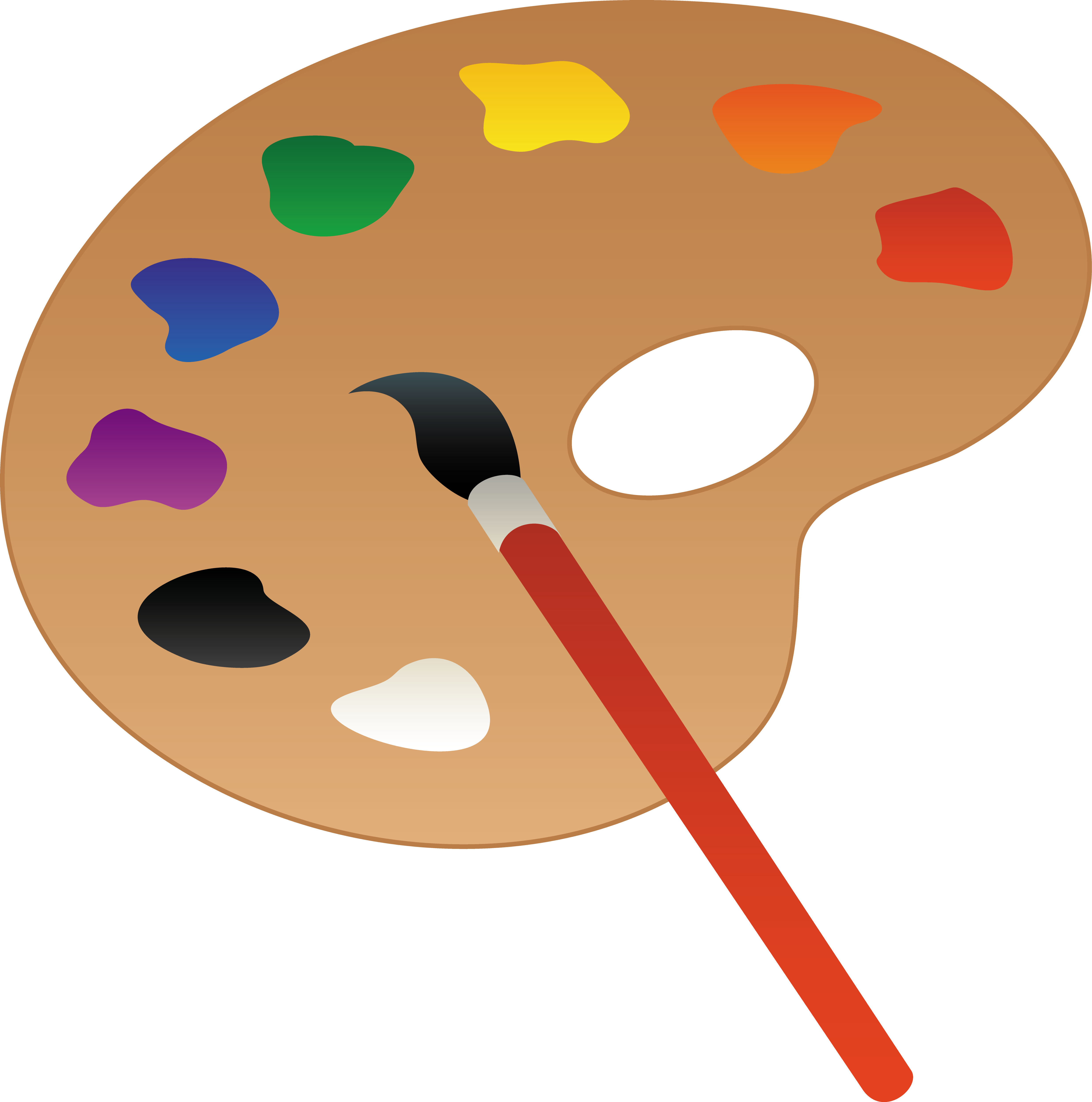 Artists Palette With Paint and Brush - Free Clip Art