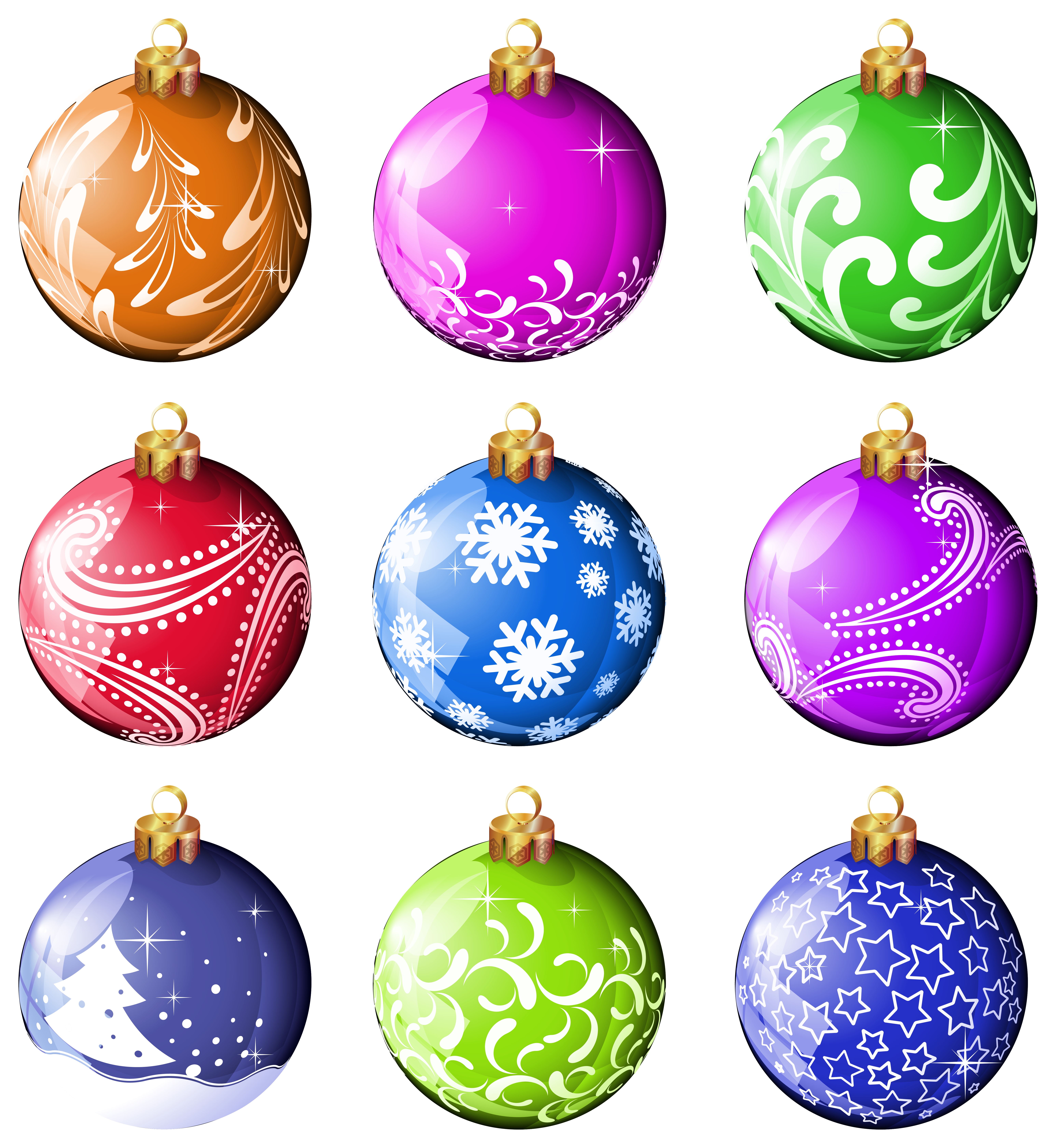 Collection Christmas Balls Ornaments PNG Clipart