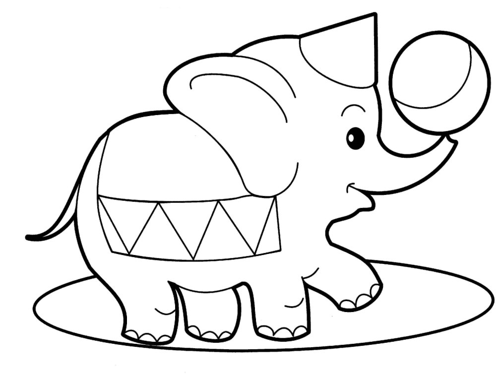 Elephant Circus Animals coloring pages for babies | HelloColoring 