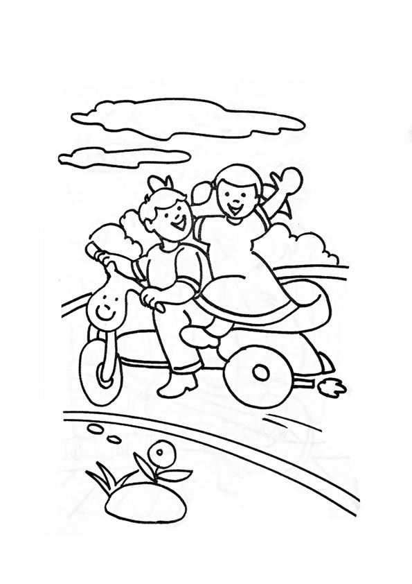 girl on motorbike Colouring Pages (page 2)