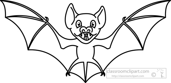 Animals : bat-black-white-outline-910 : Classroom Clipart