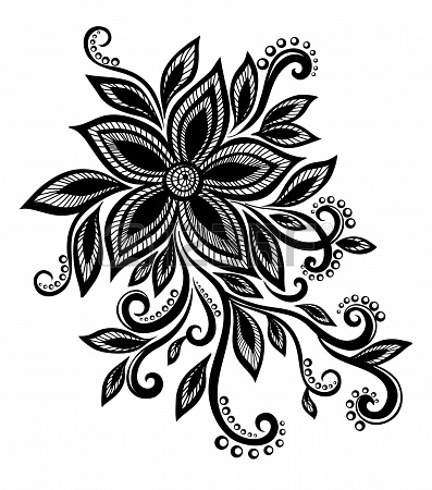 beautiful black and white flower with imitation lace, eyelets 